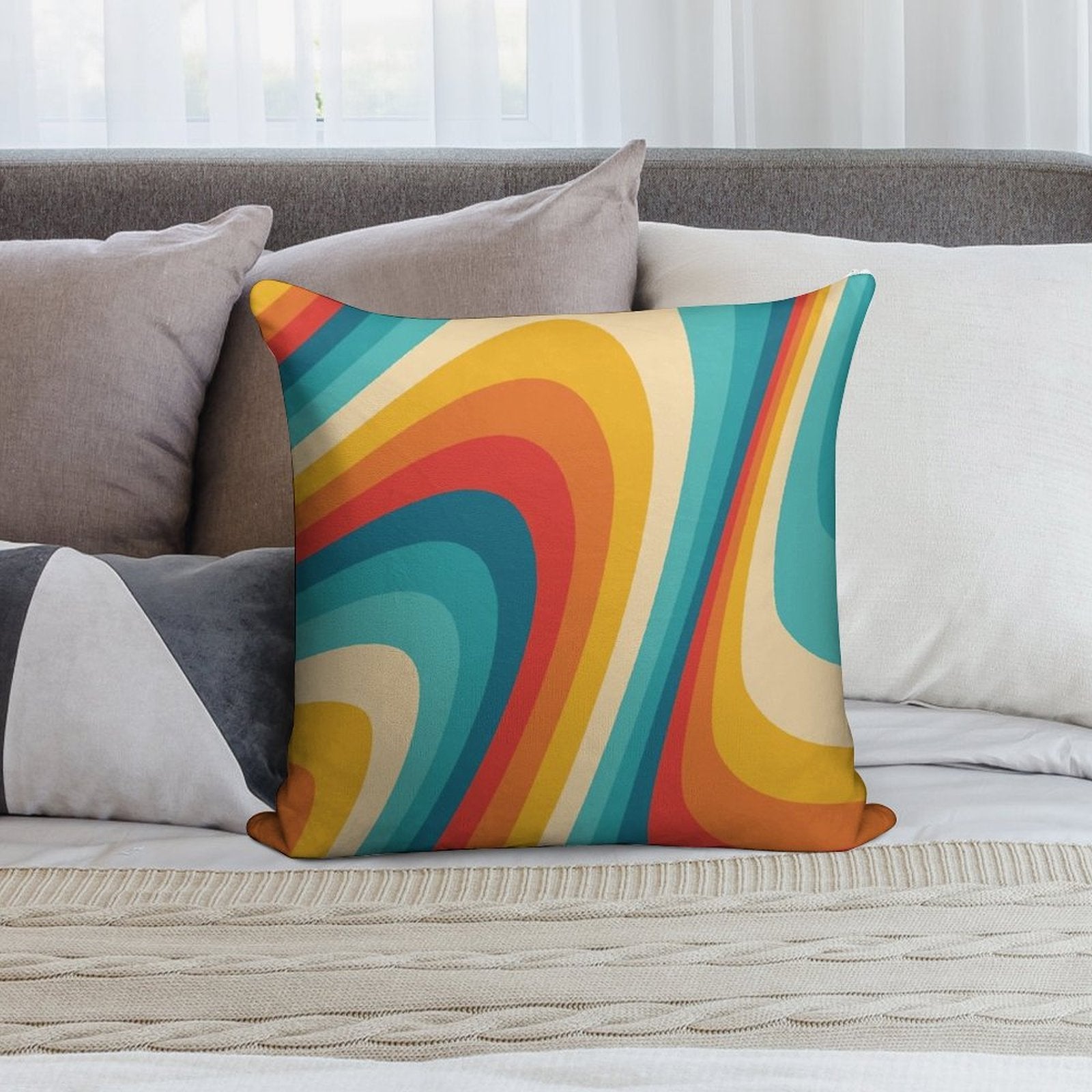 70s Retro Aesthetic Soft Decorative Cover Throw Pillow