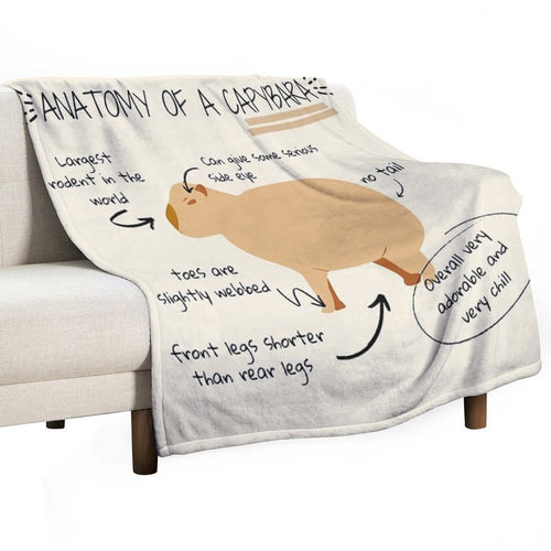 Anatomy of A Capybara Durable Throw Blanket