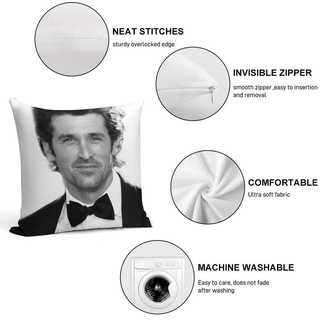 Patrick Dempsey Soft Fade-Resistant Throw Pillow