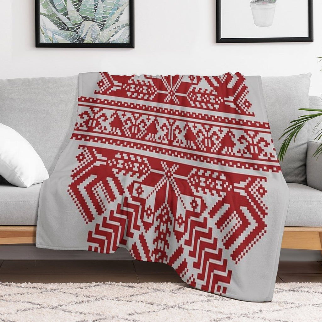 Baltic Traditional Ornament. Latvian Eco-conscious Throw Blanket
