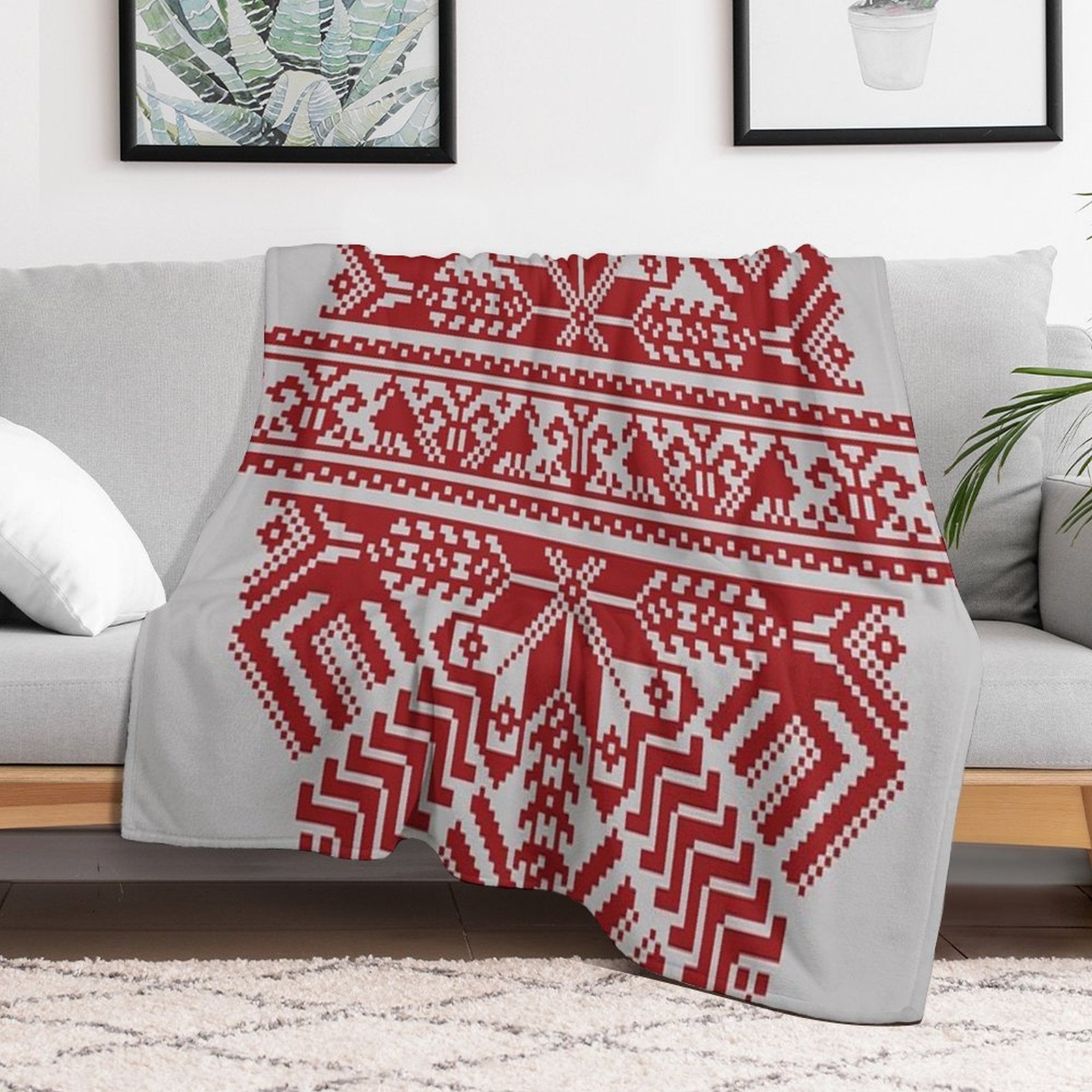 Baltic Traditional Ornament. Latvian Eco-conscious Throw Blanket