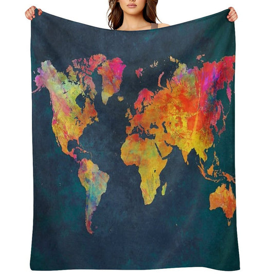 World Map Gift-ready Throw Blanket