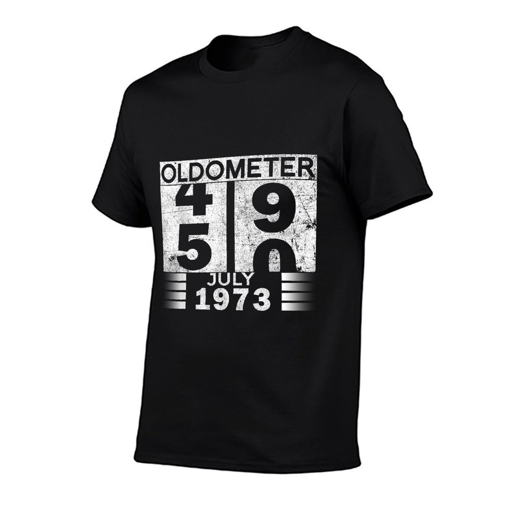 Oldometer 49-50 Born In July 1973 Funny 50th Birthday  Wrinkle-resistant T-Shirt
