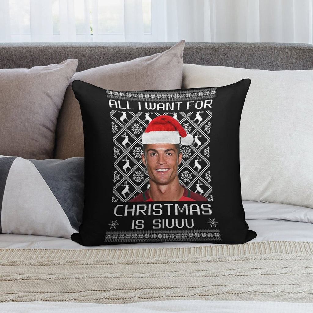 Cristiano Ronaldo Siuuu Christmas Sweater Soft Ultra-Soft Texture Throw Pillow