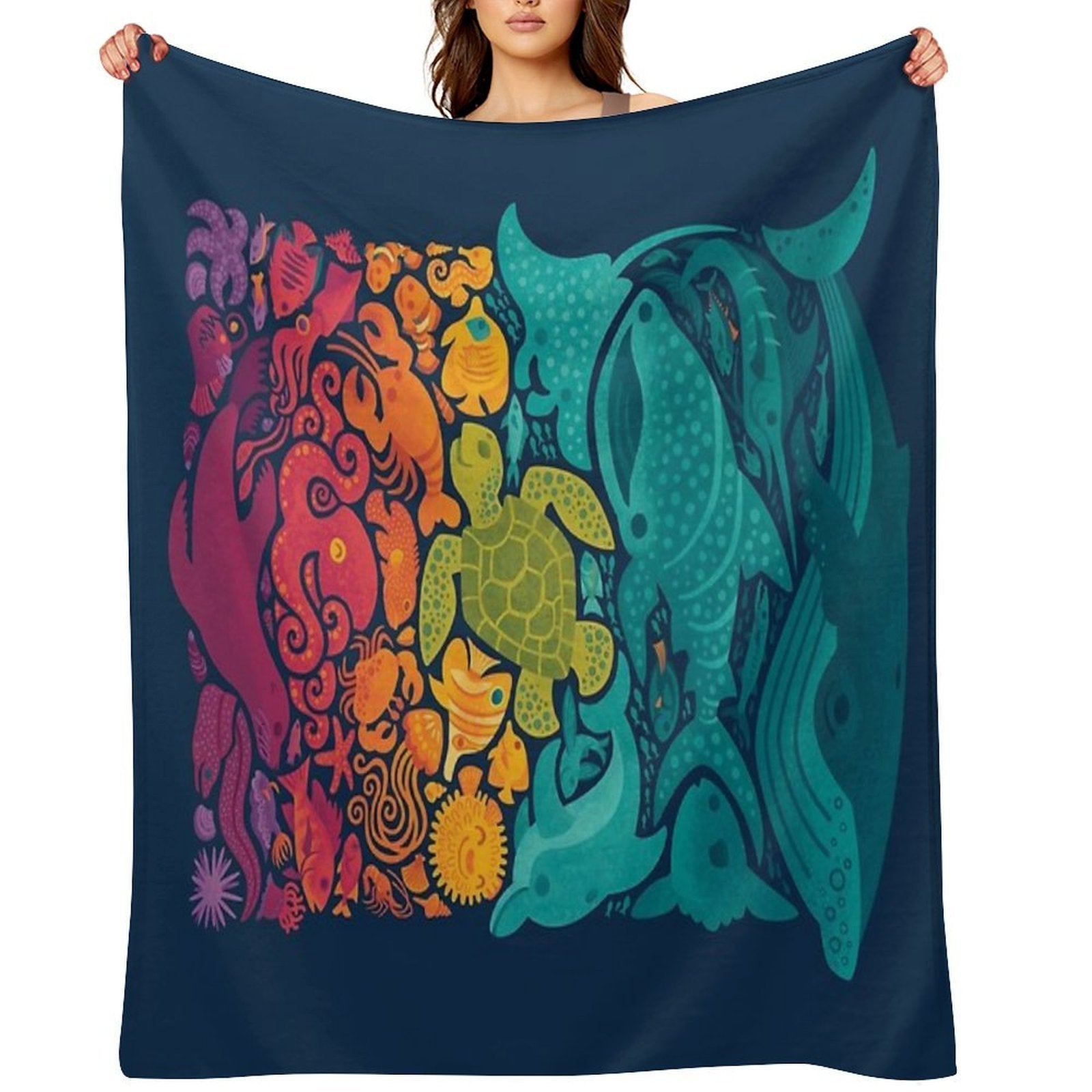 Aquatic Spectrum Quick-dry Throw Blanket
