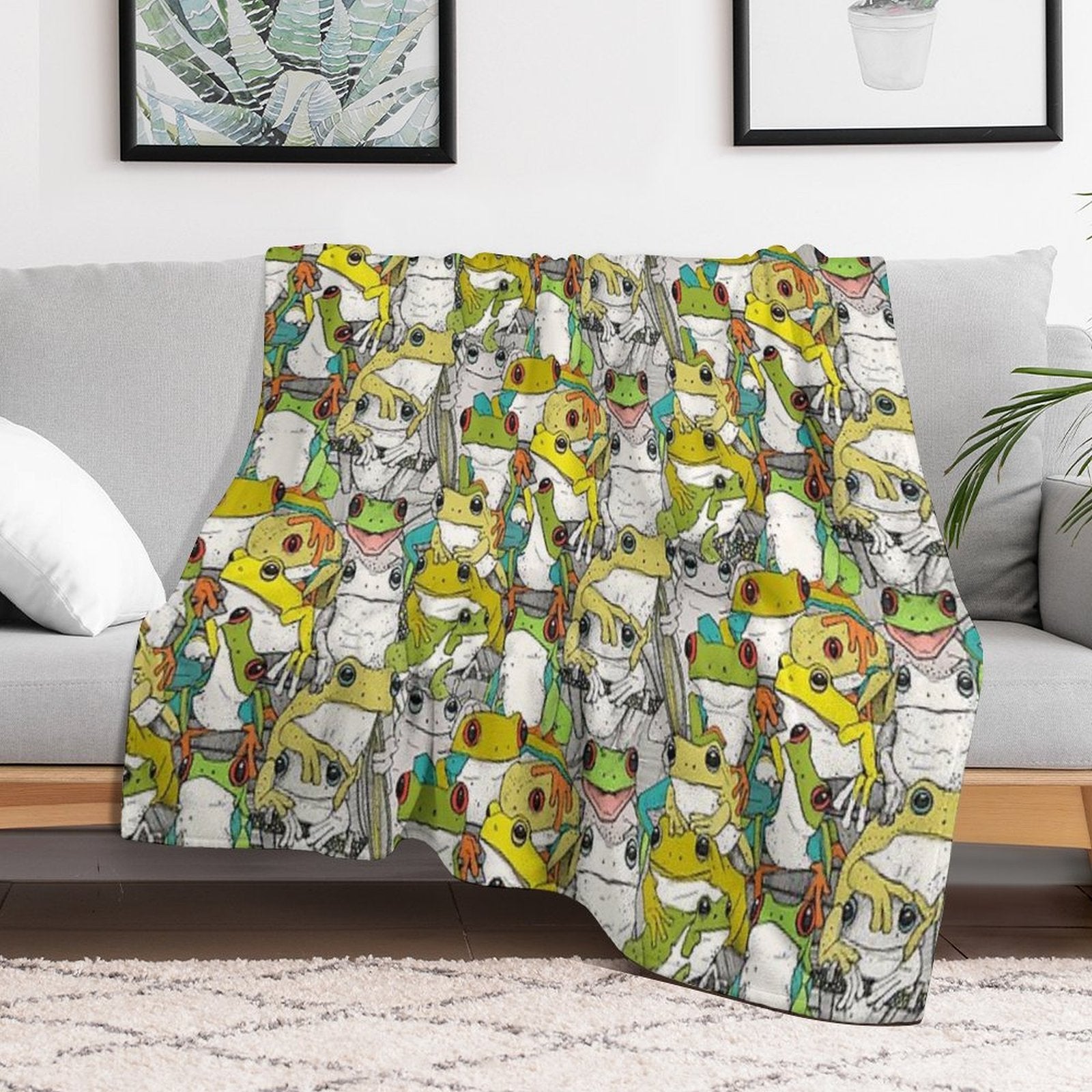 Just Tree Frogs Col Sustainable Throw Blanket