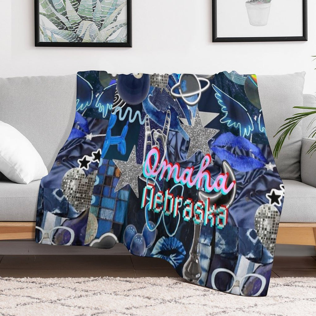 Omaha Nebraska COLLAGE Multi-functional Throw Blanket