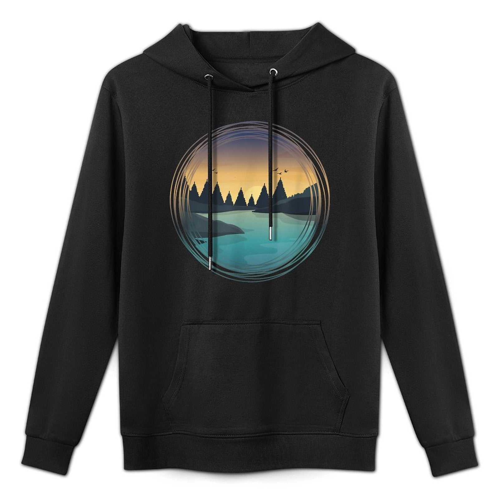 Trees River Sunset Landscape Moisture-Wicking Hoodie