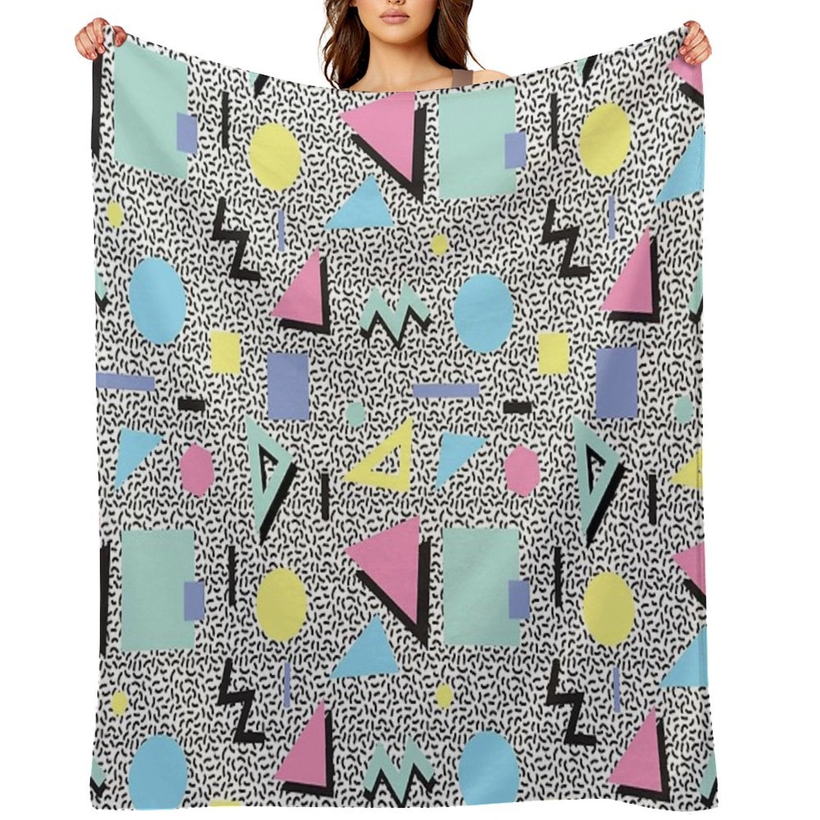 Eighties Memphis Pattern Design Wrinkle-free Throw Blanket