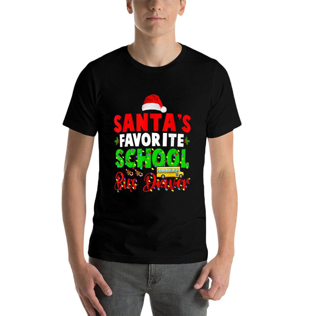 Santas Favorite School Bus Driver Christmas Bus Driver  Relaxed-fit T-Shirt
