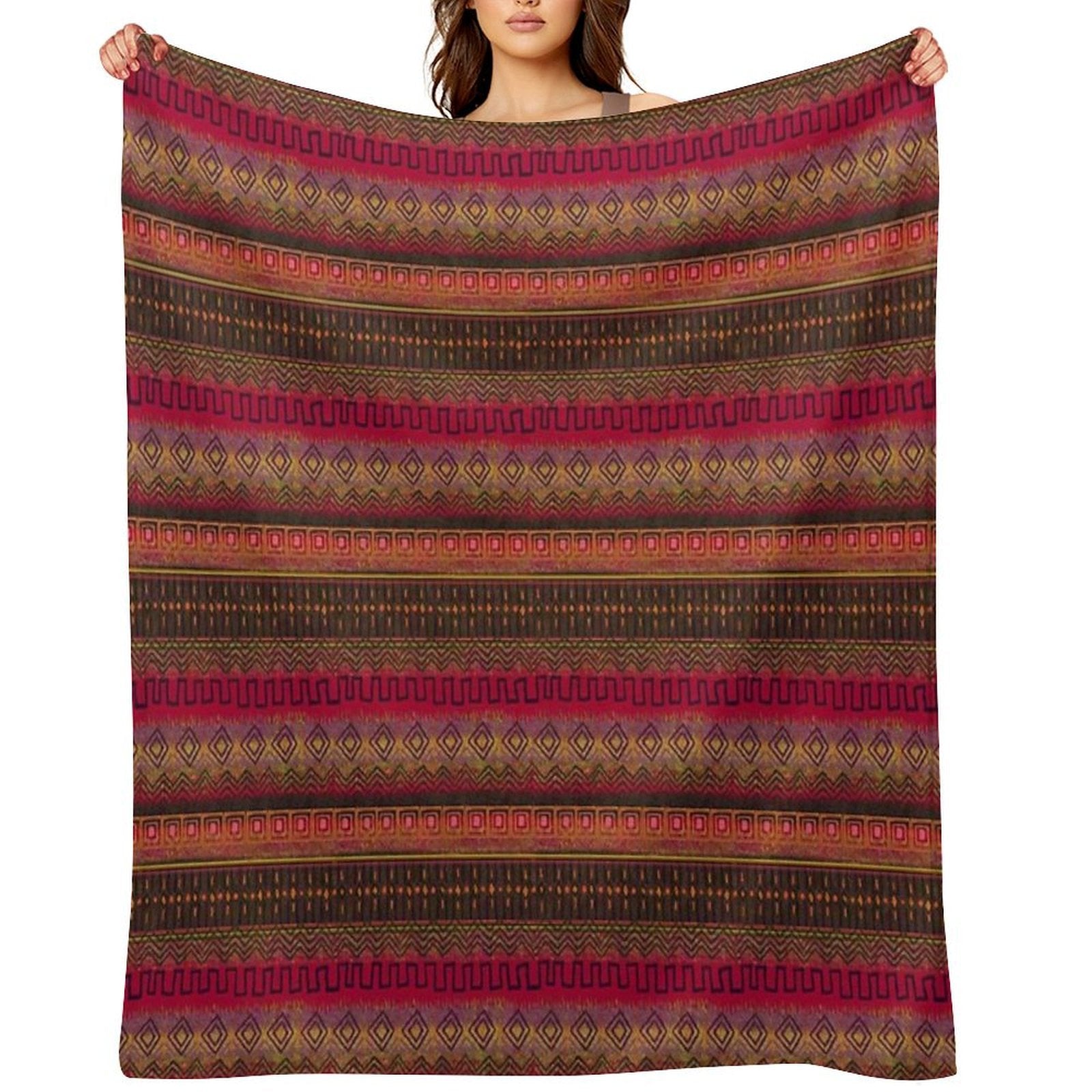 Earthy African Ombre Mud Cloth Wrinkle-free Throw Blanket