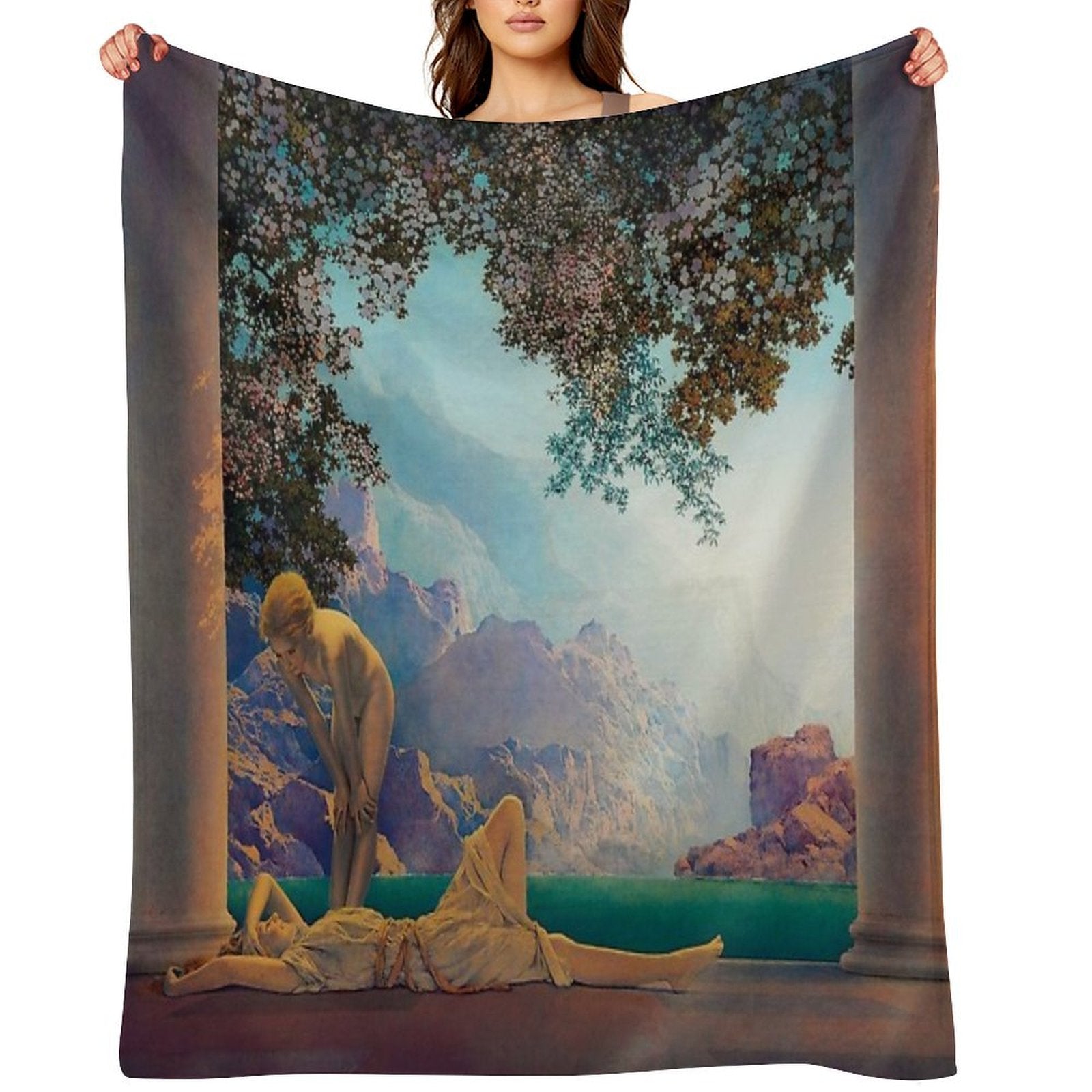 Maxfield Parrish. Daybreak. 1923 Travel-friendly Throw Blanket