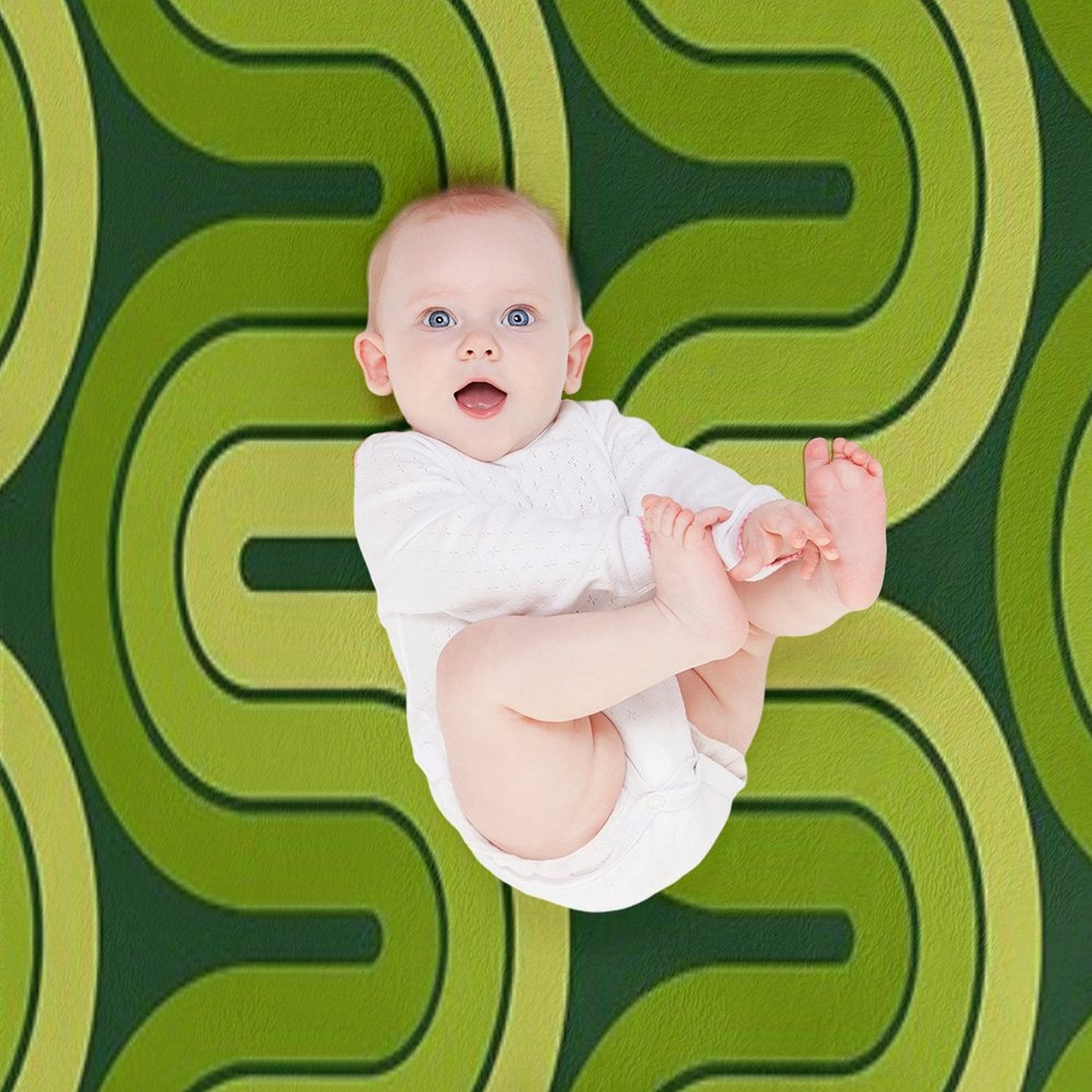 Retro Geometric Gradated Design Avocado Green Wrinkle-free Throw Blanket