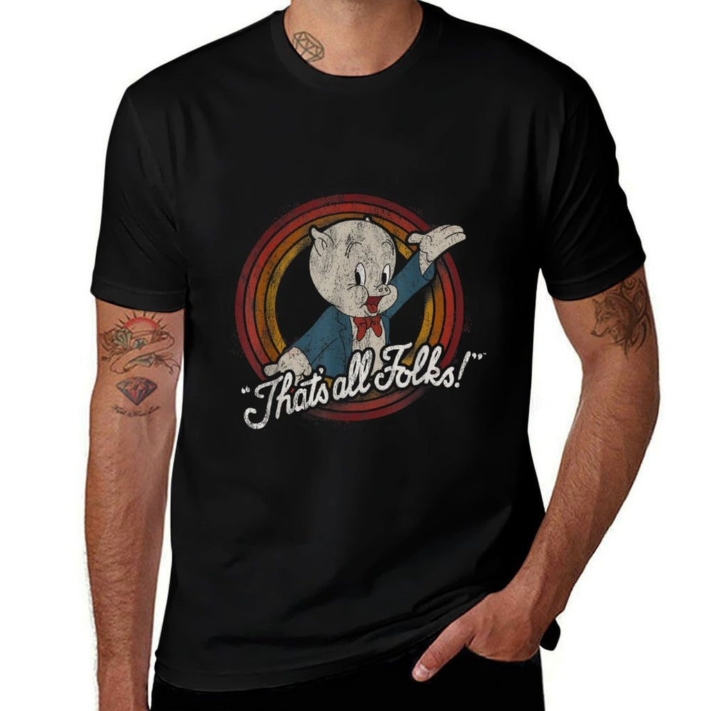 Looney Tunes Porky Pig Thats All Folks Classic  Wrinkle-resistant T-Shirt
