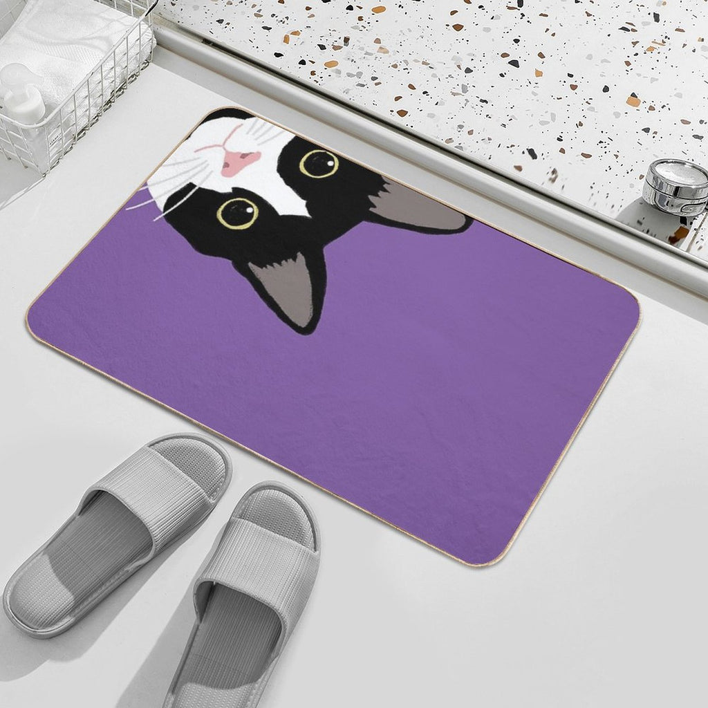 Tuxedo Cat in The Corner  Slip-Resistant Bath Mat