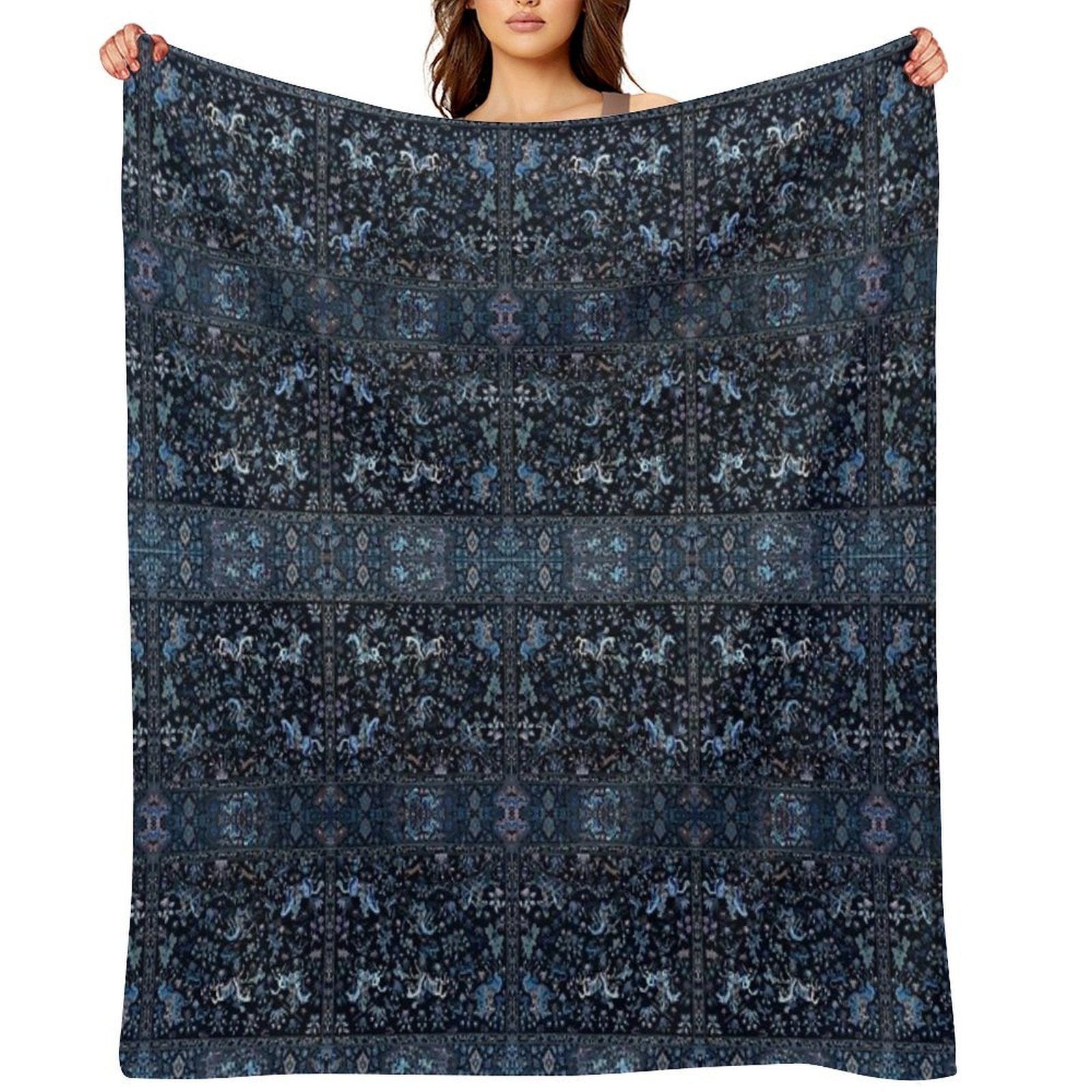 Blue Horses Textile Art Anti-pilling Throw Blanket