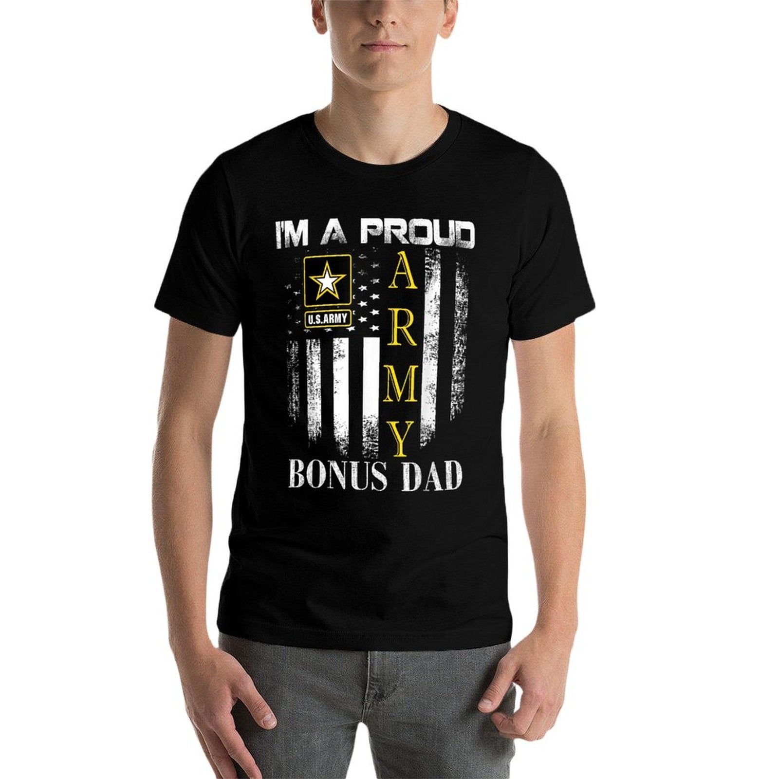 Vintage I'm A Proud Army Bonus Dad With American Gift  Heathered Texture T-Shirt