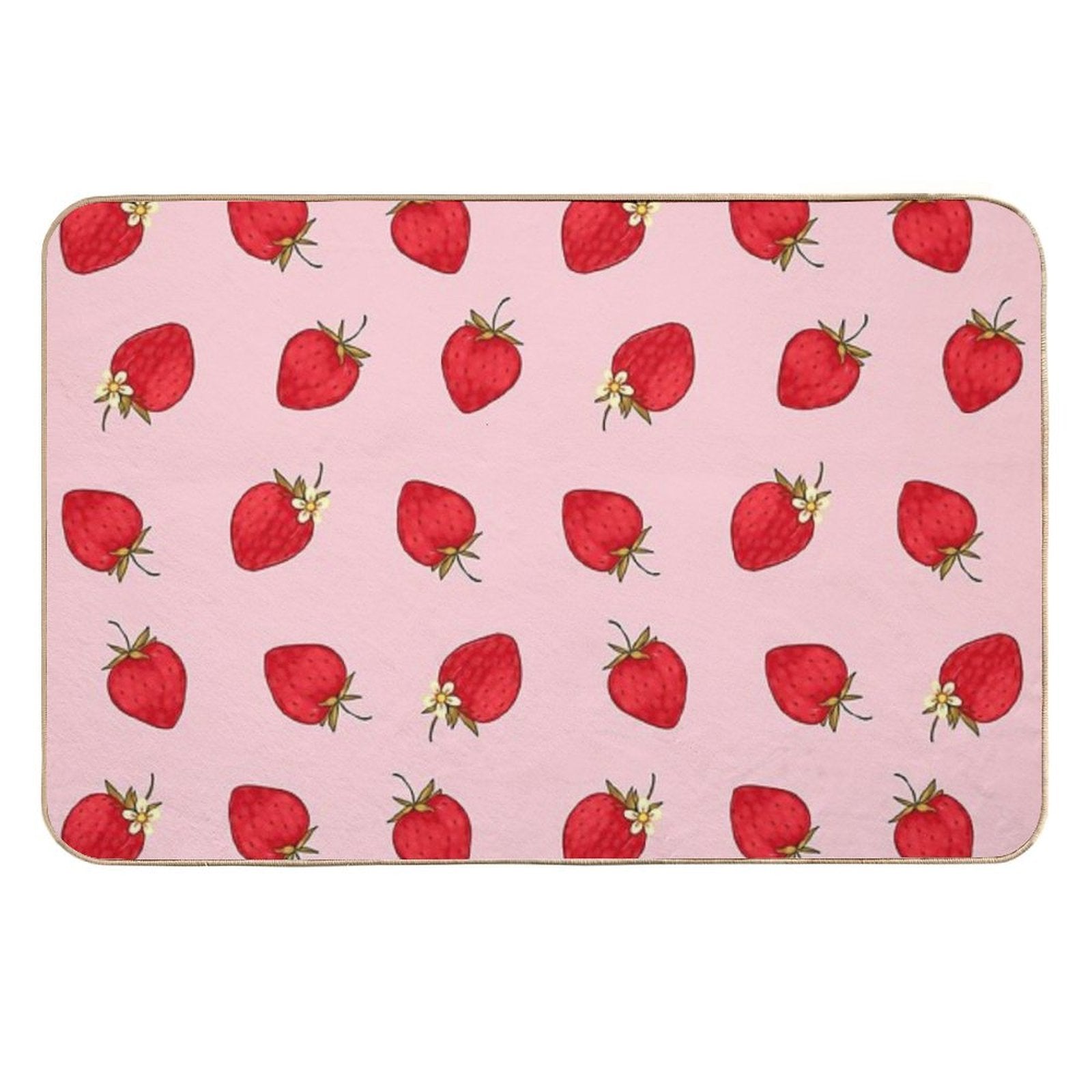 Cute Strawberries Pattern Red Pink Pastel Aesthetic  Easy Maintenance Bath Mat