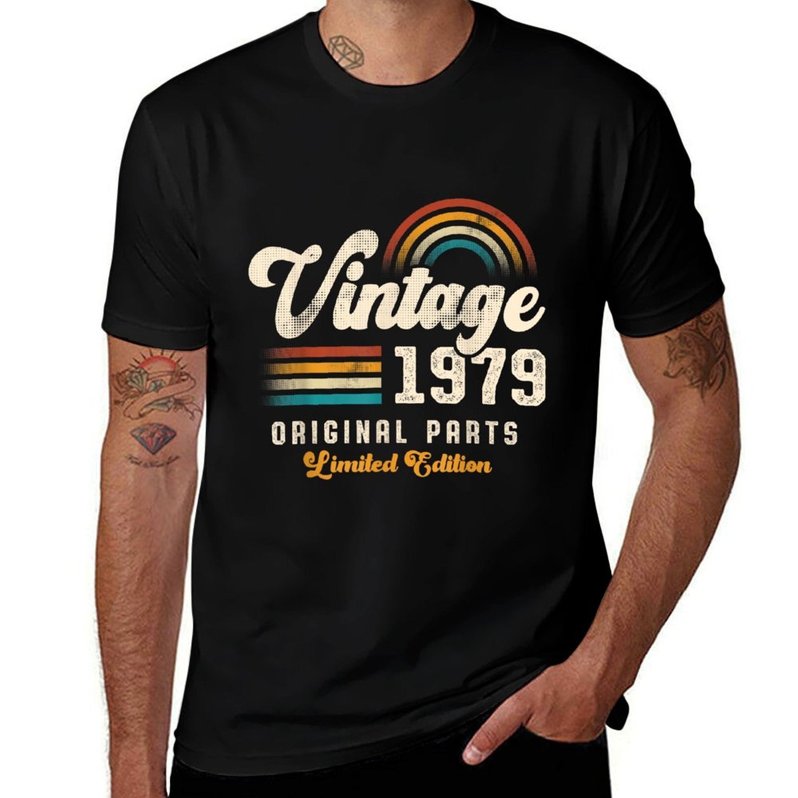 Vintage 1979 Original Parts 46th Birthday Retro  Slim-fit Cut T-Shirt