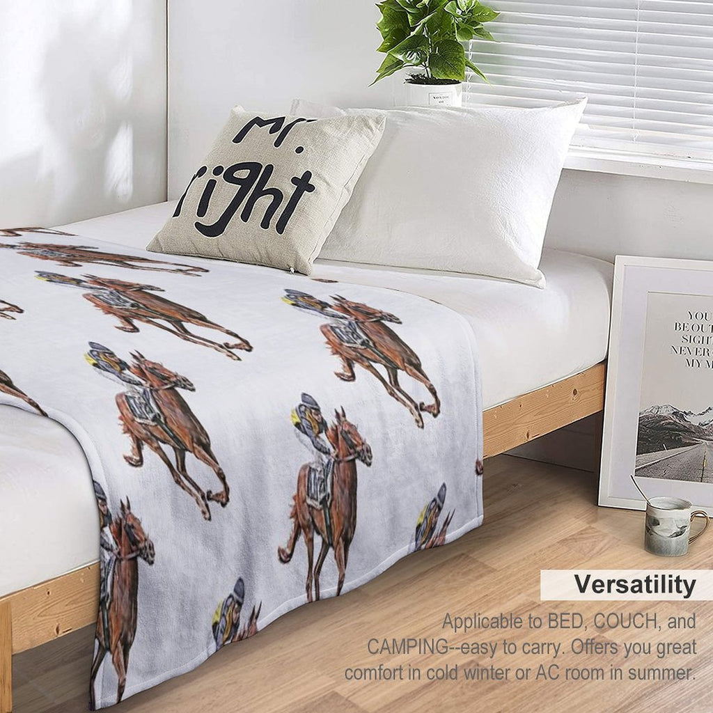 Horse Racing Travel-friendly Throw Blanket
