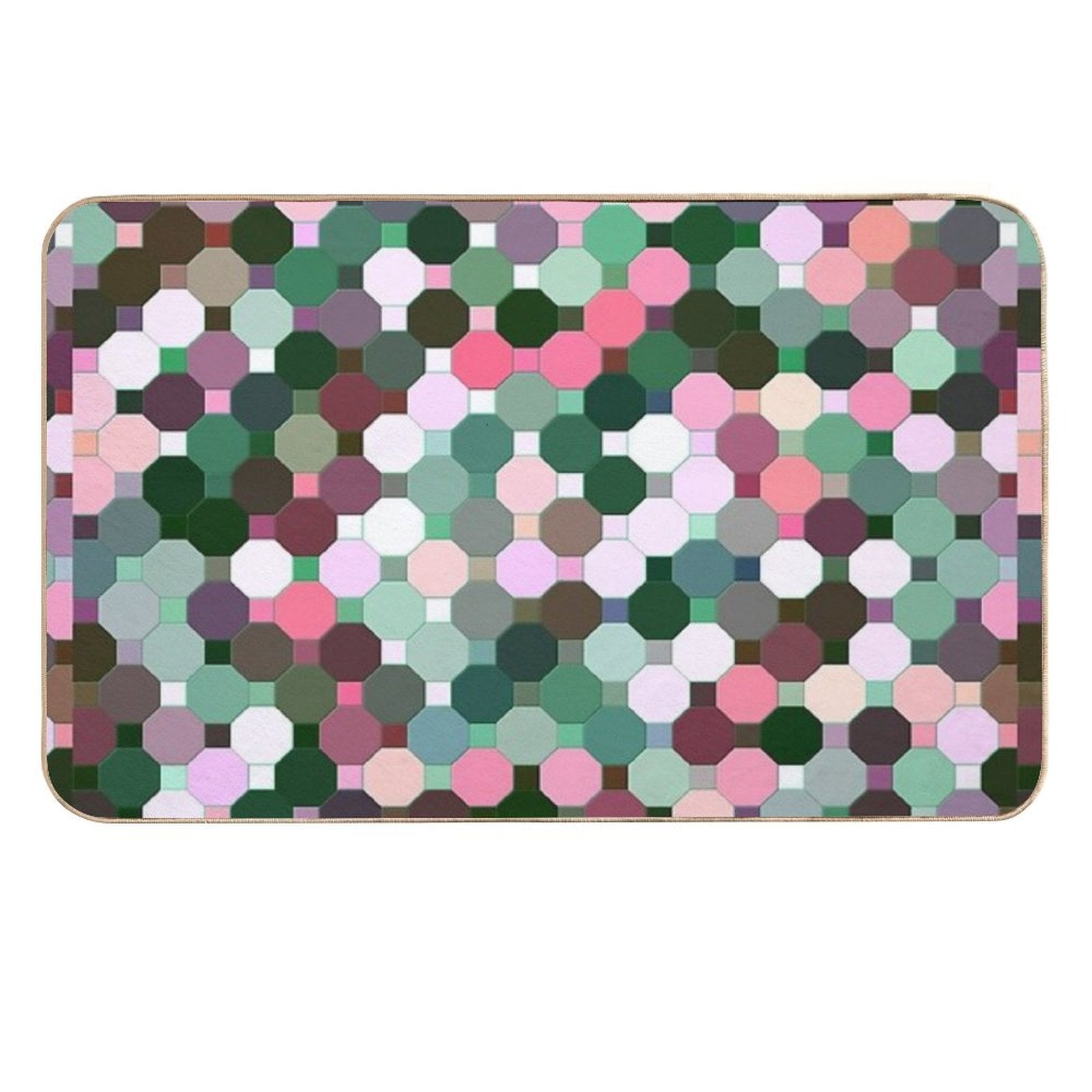Abstract Green, Pink, Purple And White Octagons  Versatile Bath Mat