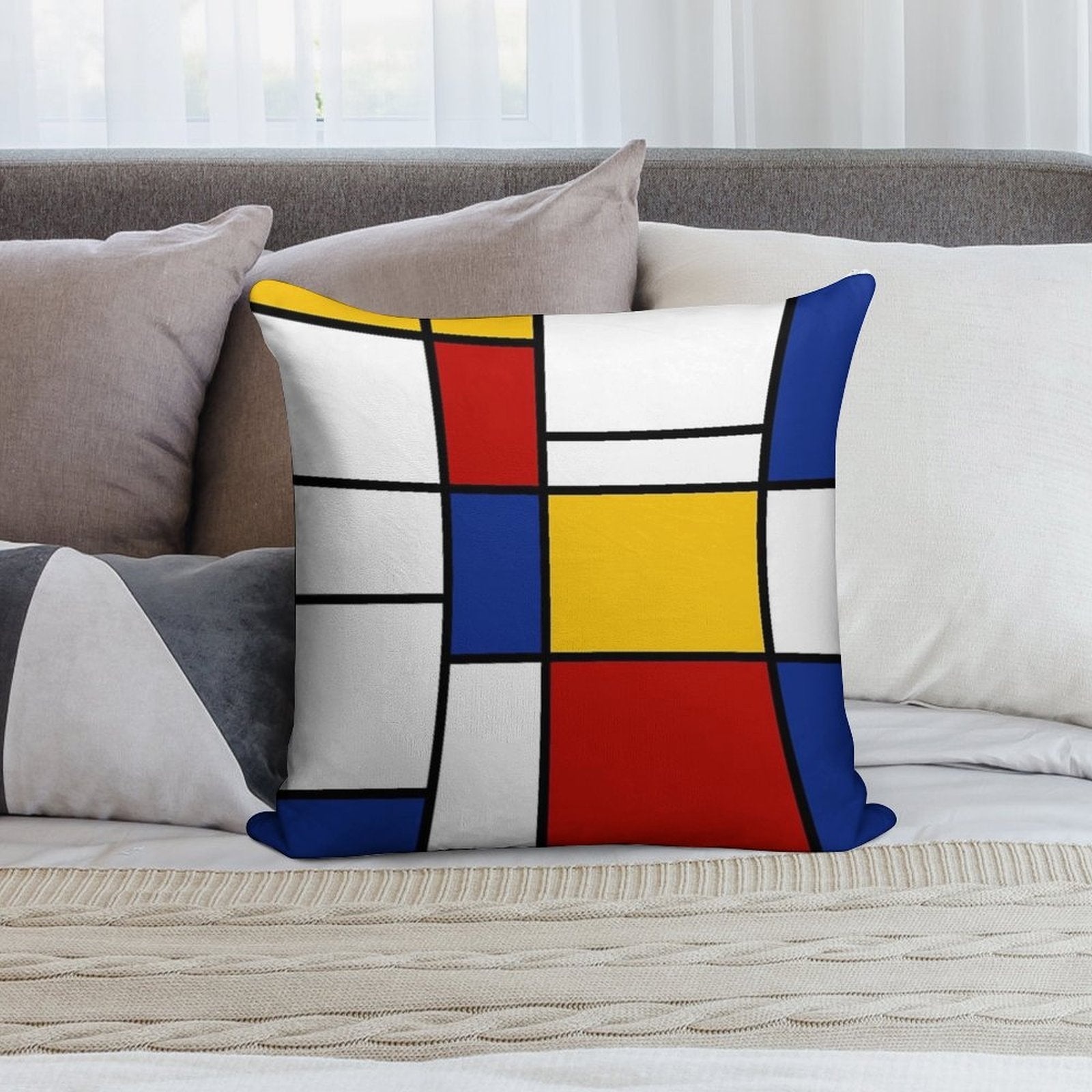 De Stijl #2 (Mondrian Inspired) Soft Gift Ready Throw Pillow