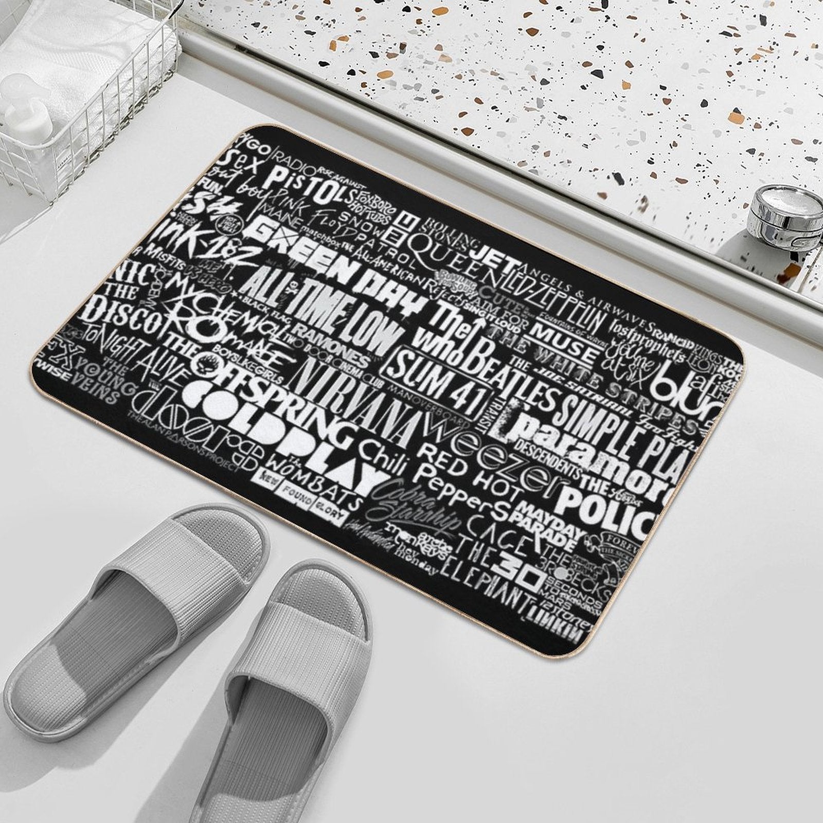Band Name Collage  Slip-Resistant Bath Mat