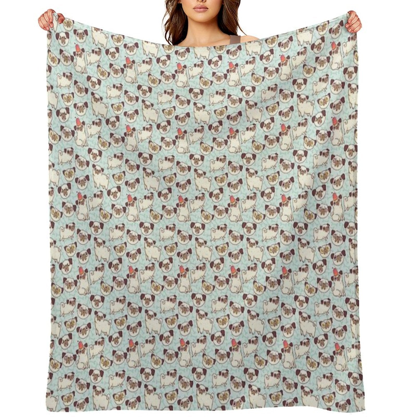 PUGLAND Travel-friendly Throw Blanket