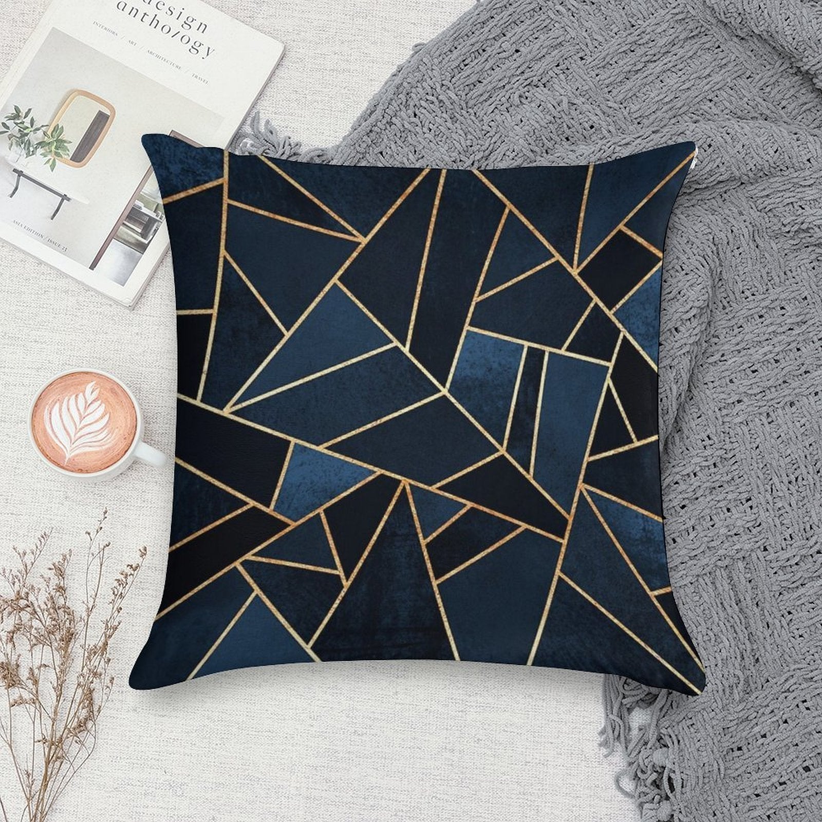 Navy Stone Soft Bedroom Essential Throw Pillow
