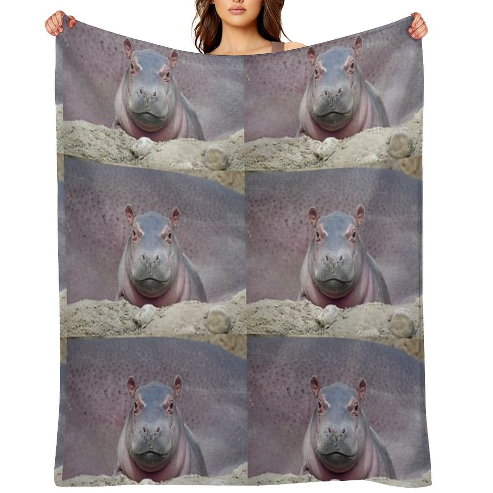Baby Hippo Fritz at The Cincinnati Zoo Versatility Throw Blanket