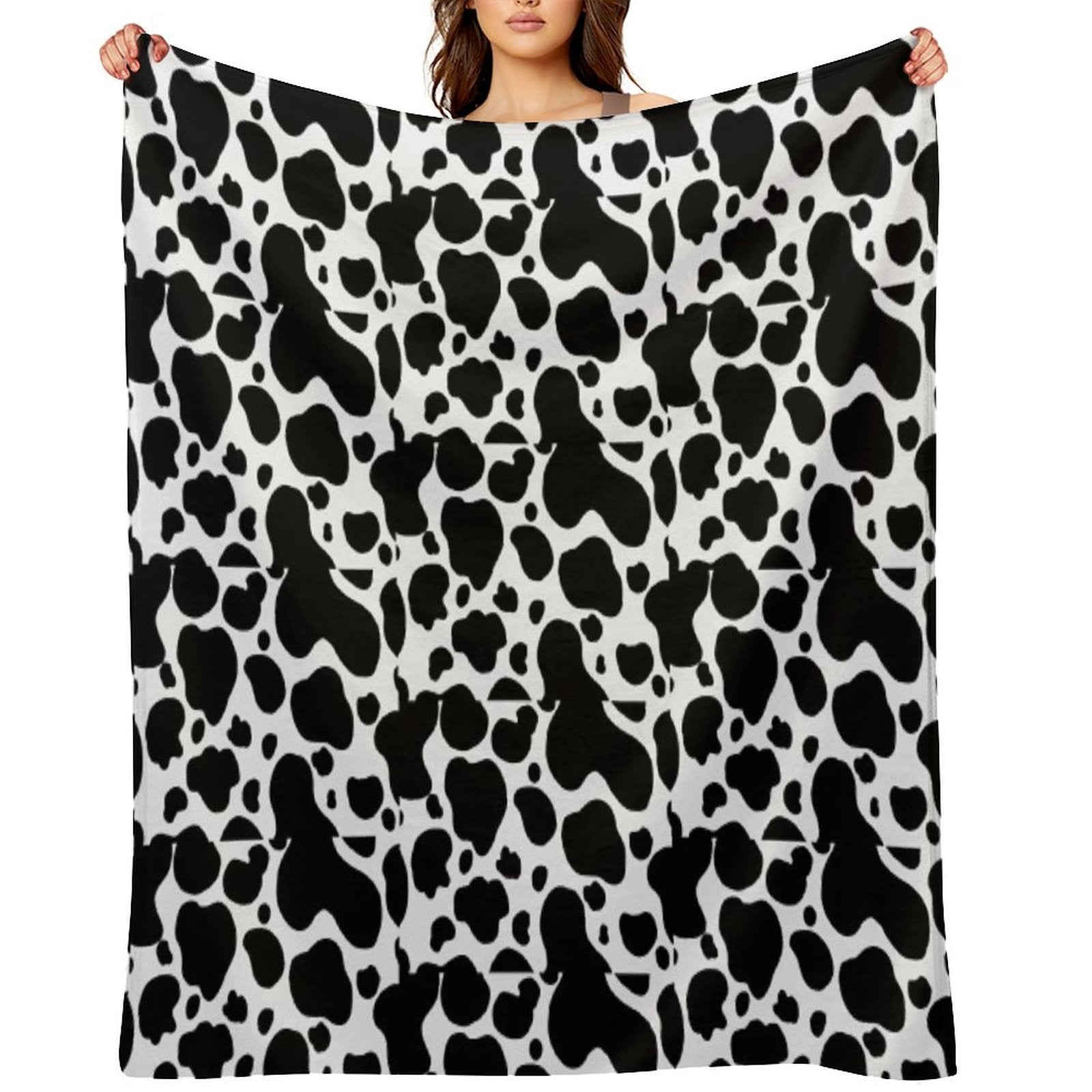 Cow Print Shrink-resistant Throw Blanket