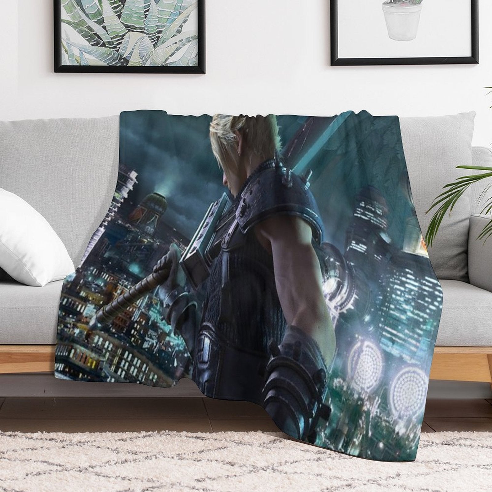 Cloud Final Fantasy VII Remake Compact Throw Blanket