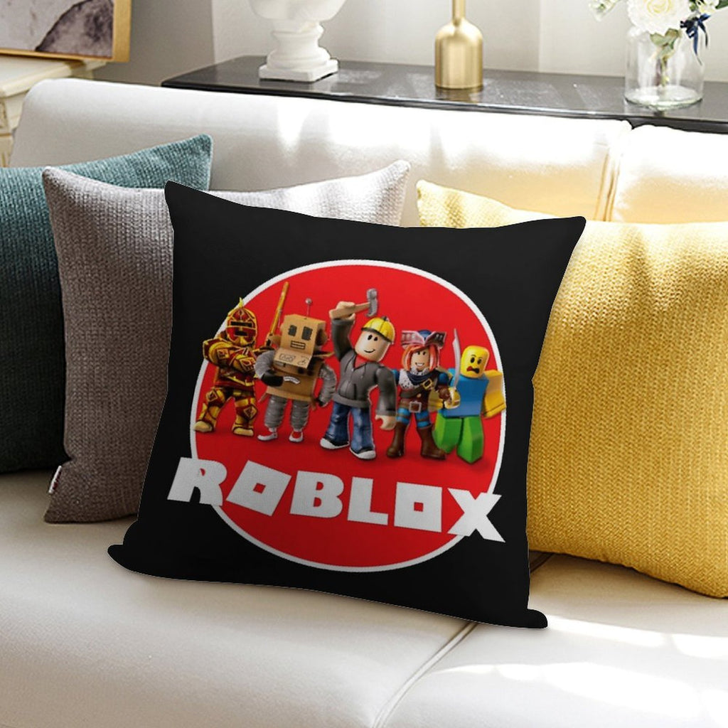 Roblox All Characters,roblox Logo Soft Shrink-Resistant Throw Pillow