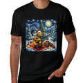 Capybara Playing The Guitar Van Gogh Style Christmas Themed  Relaxed-fit T-Shirt
