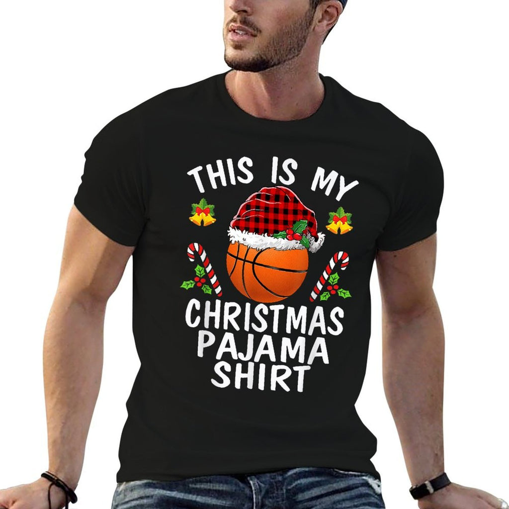 This Is My Christmas Pajama Shirts Basketball Santa Boys Men  Fade-proof Color T-Shirt
