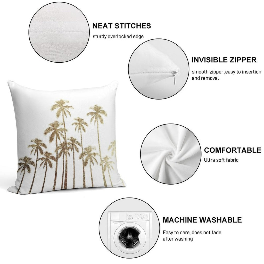 Glamorous Gold Tropical Palm Trees on White Soft Multiple Sizes Throw Pillow