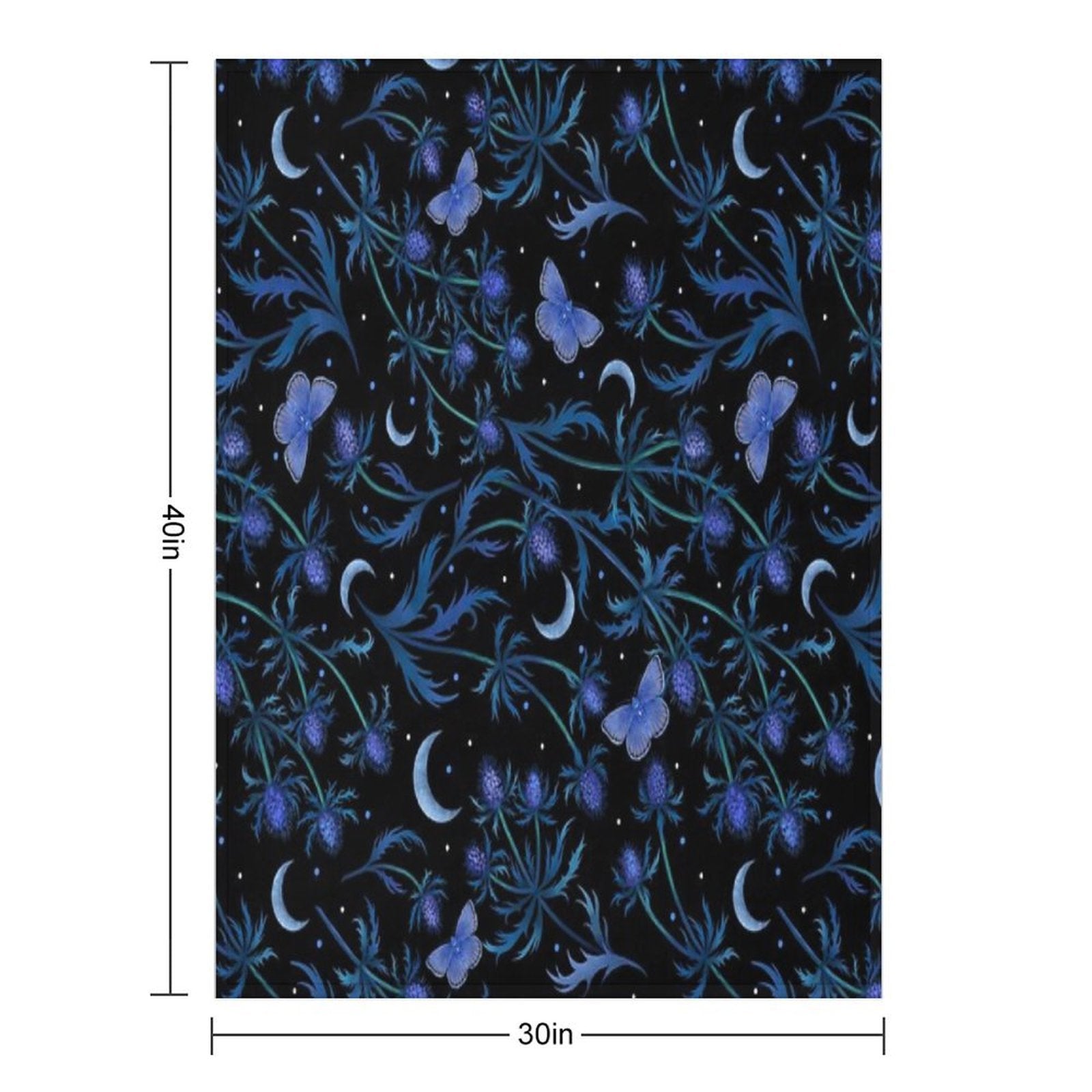 Blue Thistle Pattern Quick-dry Throw Blanket