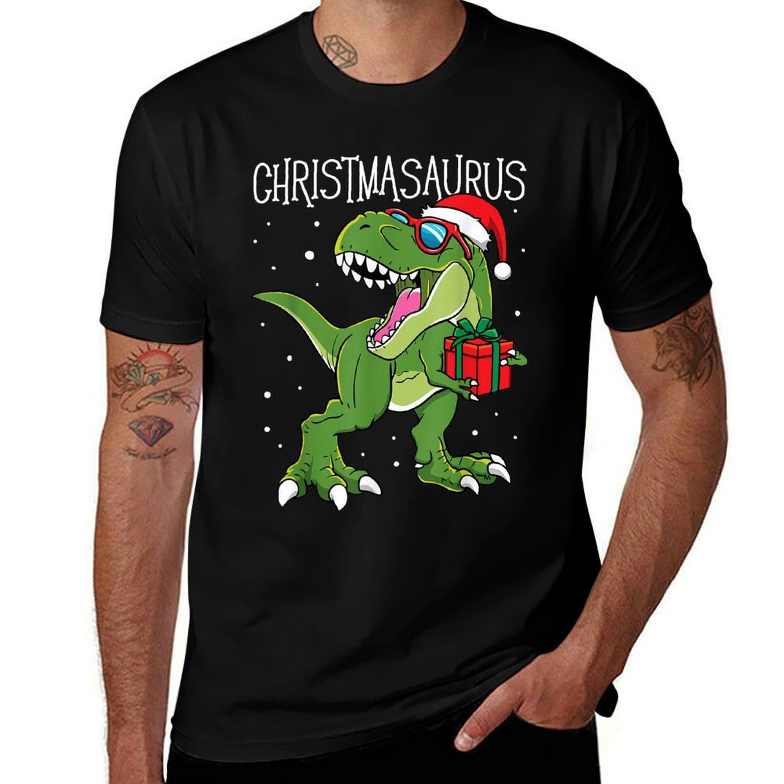 Boys Christmasaurus Christmas Dinosaur Dino Family Matching  Polyester Blend T-Shirt