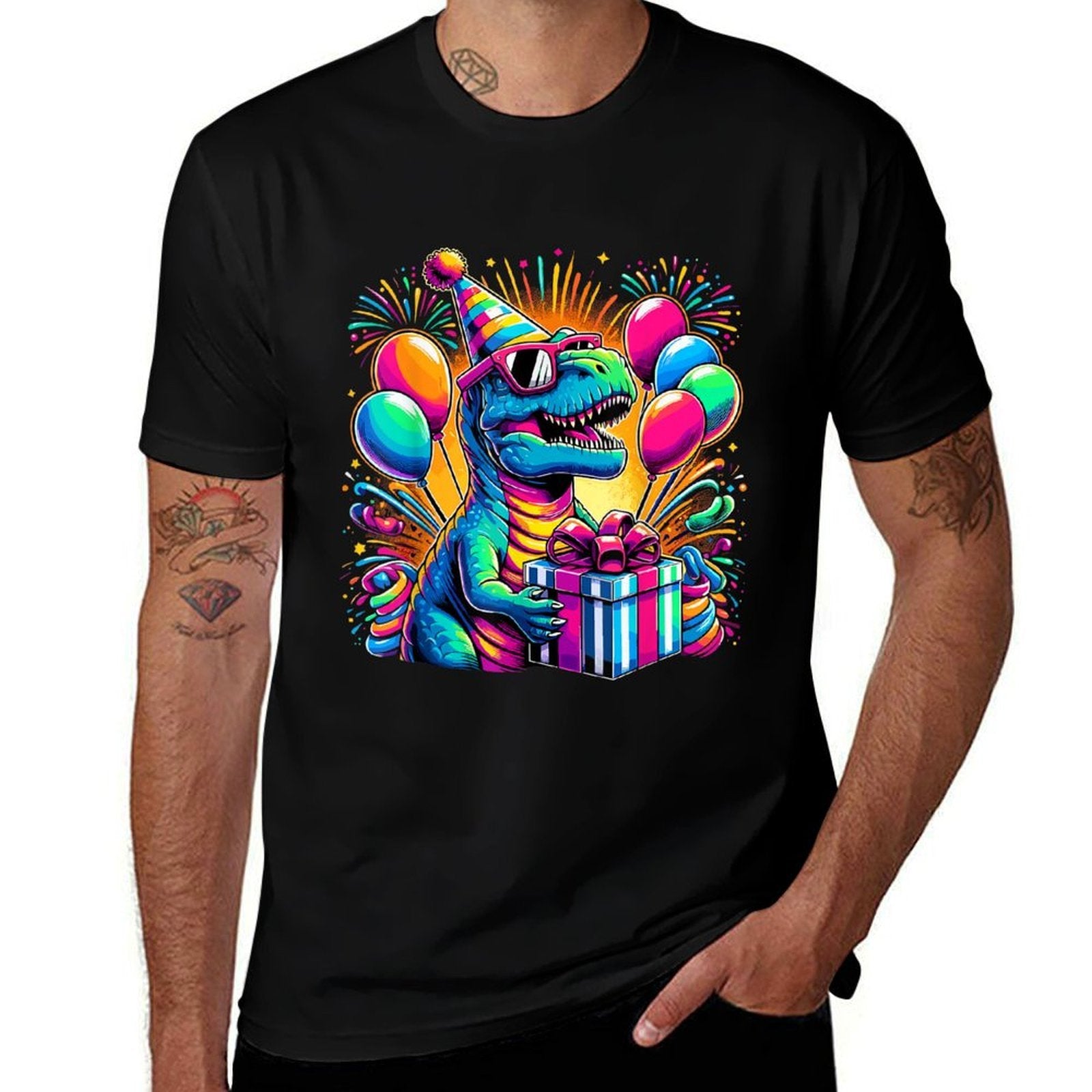 Dinosaur Birthday Party T-Rex Retro Dinosaur Comfortable T-Shirt
