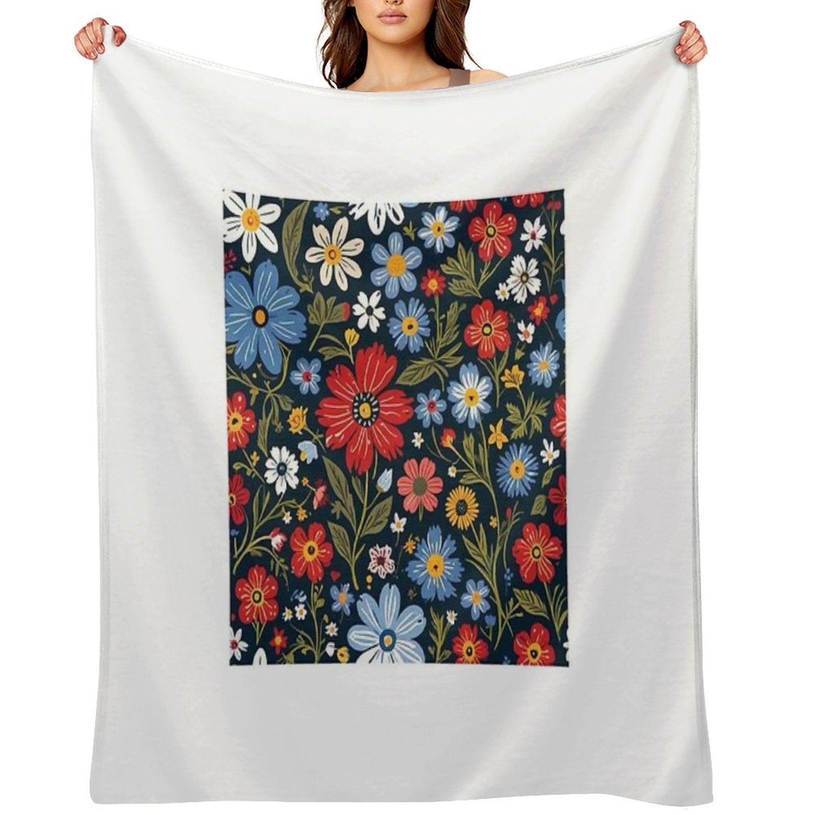 Floral Pattern 3 Multi-functional Throw Blanket