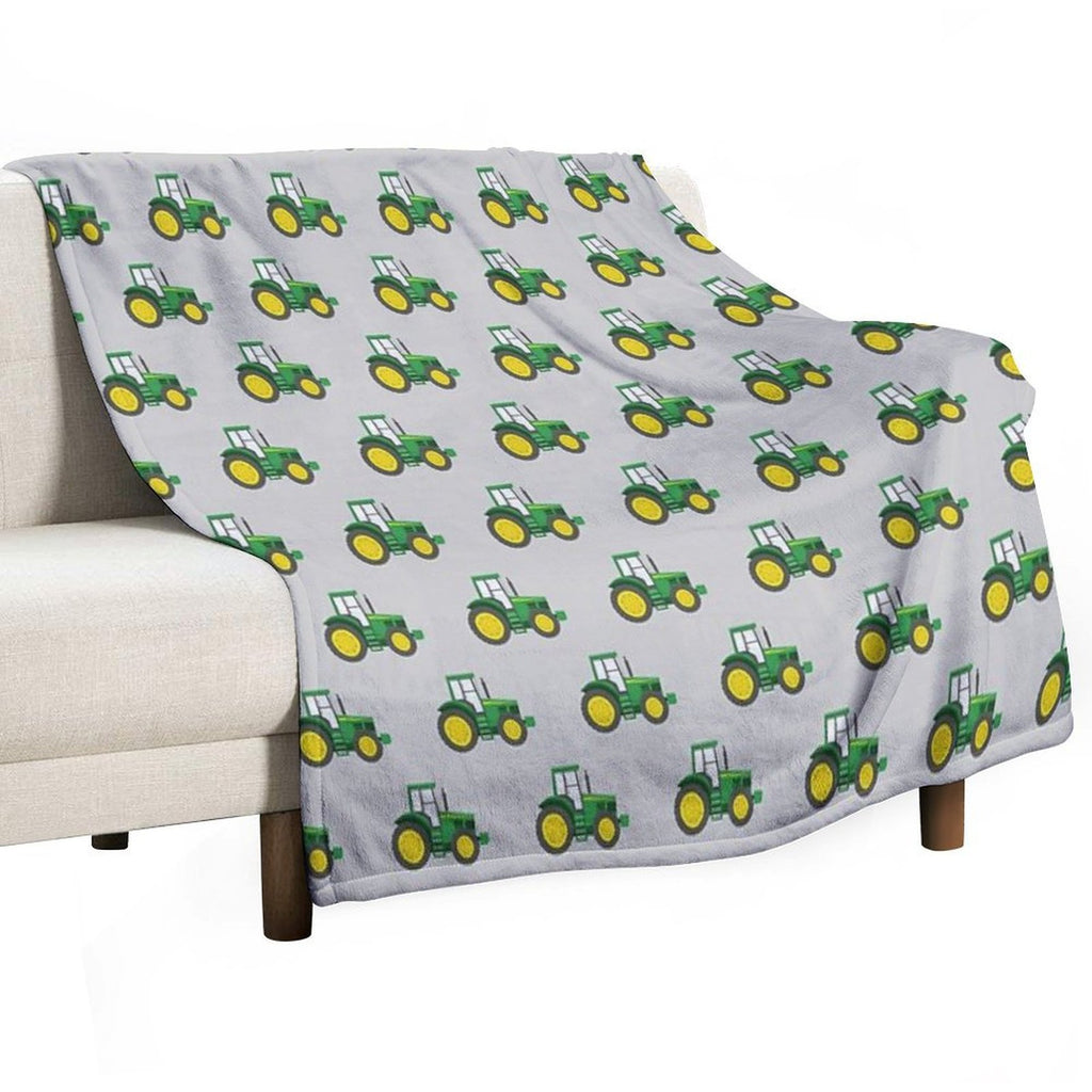 Green Tractors on Grey - Farming - Farm Themed Compact Throw Blanket