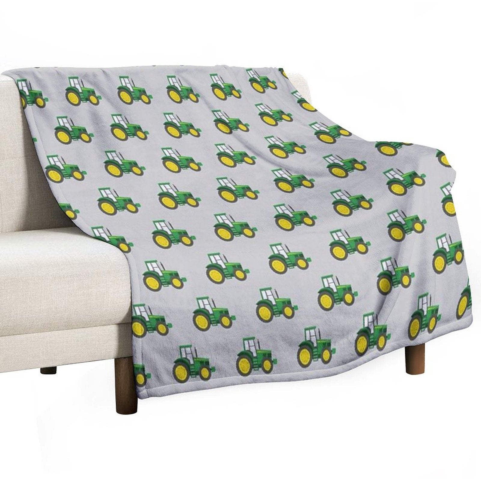 Green Tractors on Grey - Farming - Farm Themed Compact Throw Blanket