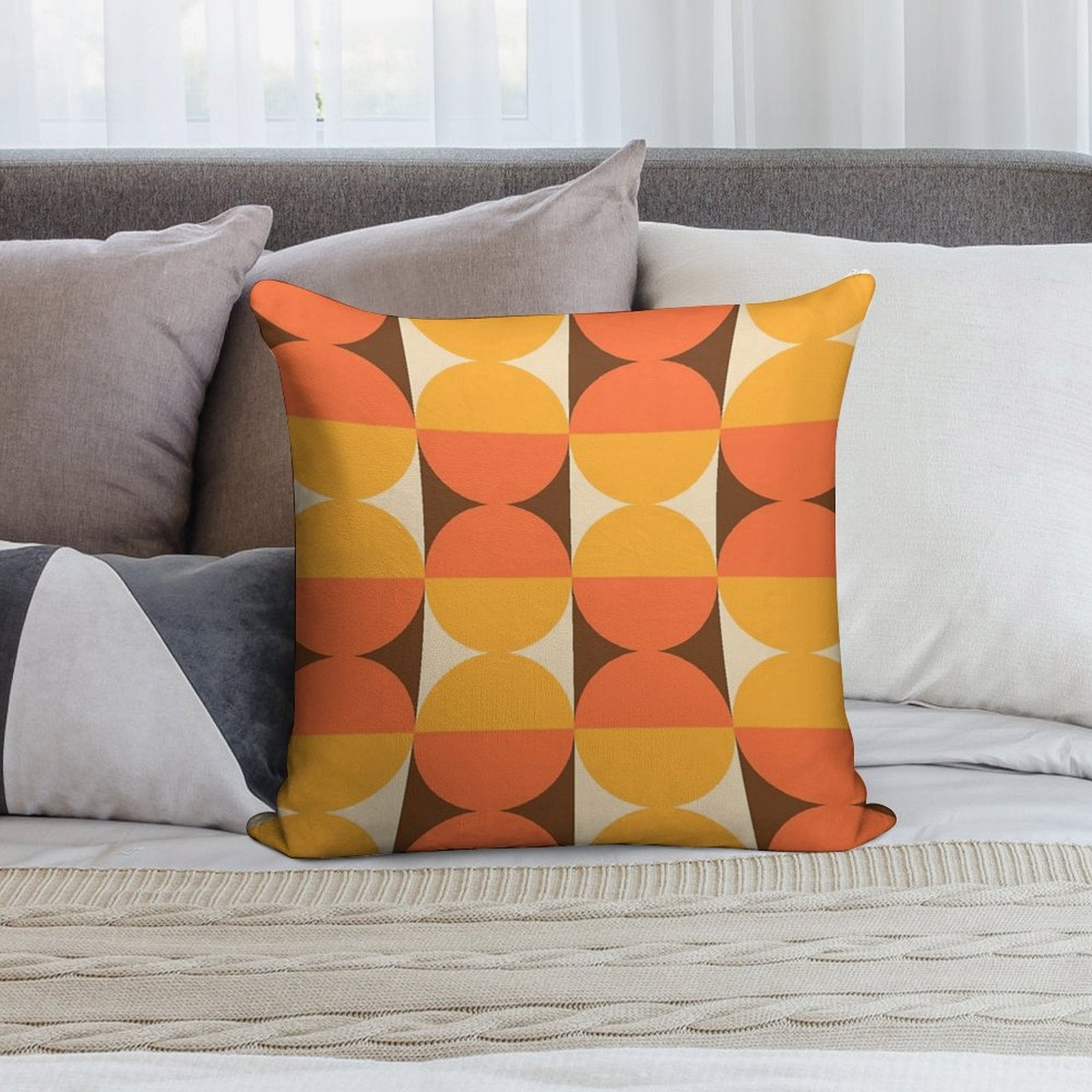 Mid Century Modern Geometric Abstract Pattern 727 Soft Bedroom Essential Throw Pillow
