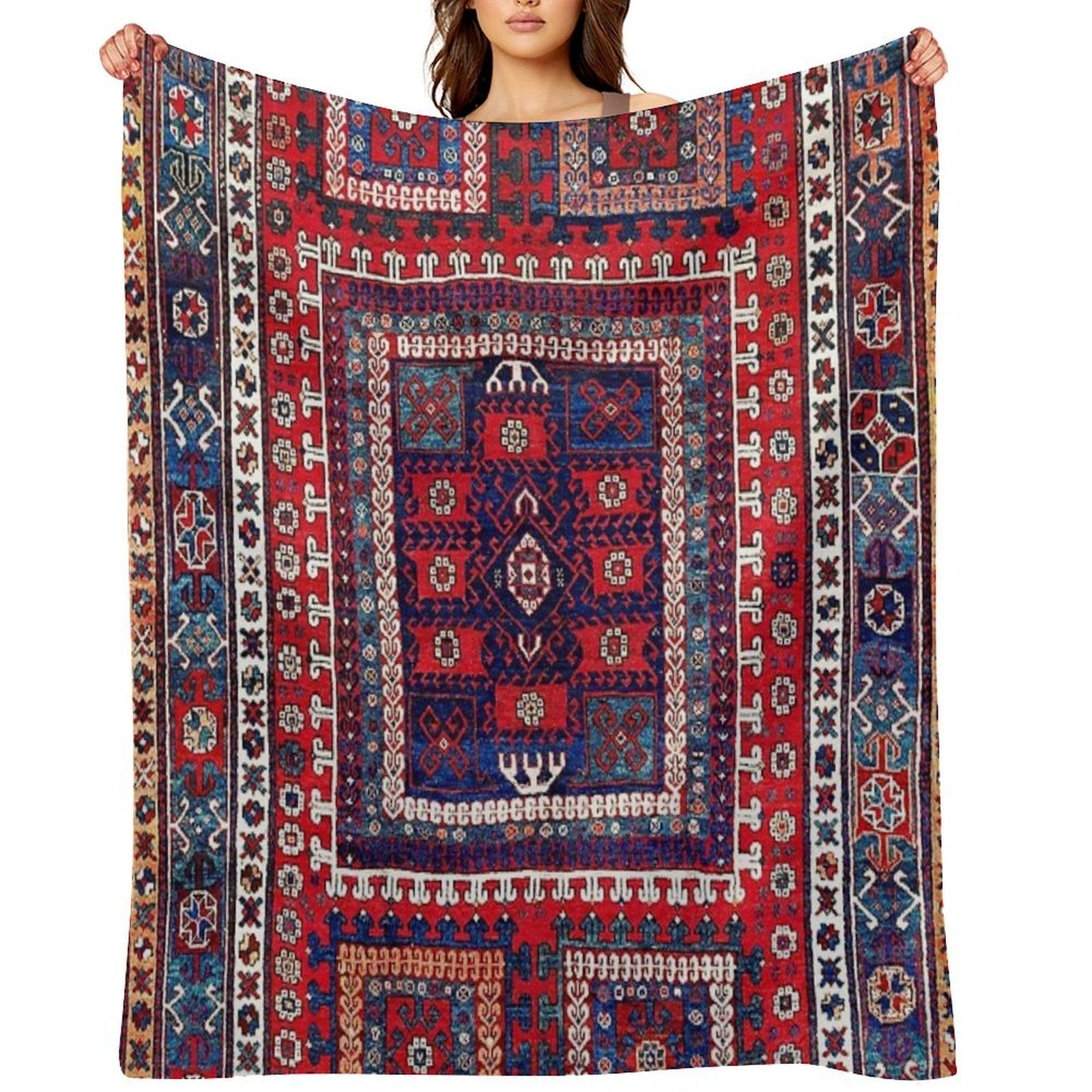 Karakecili Bergama Northwest Anatolian Rug Print Anti-pilling Throw Blanket
