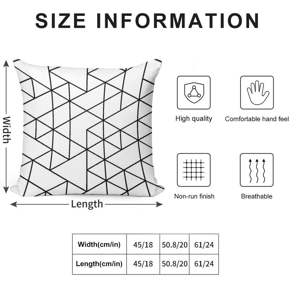 Triangles, Black And White Soft Skin-Friendly Throw Pillow