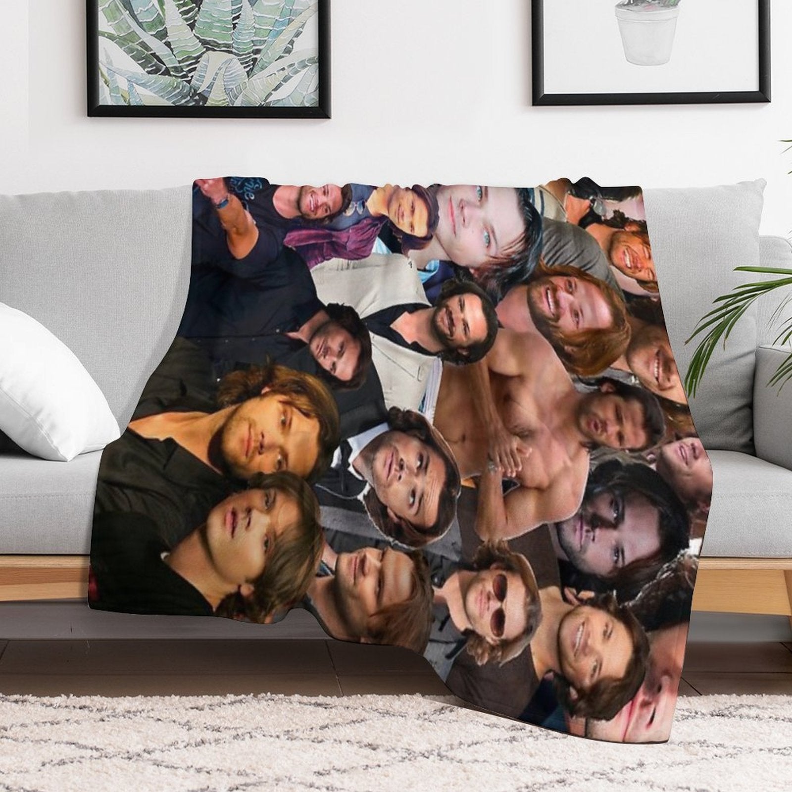 Jared Padalecki Photo Collage Sustainable Throw Blanket