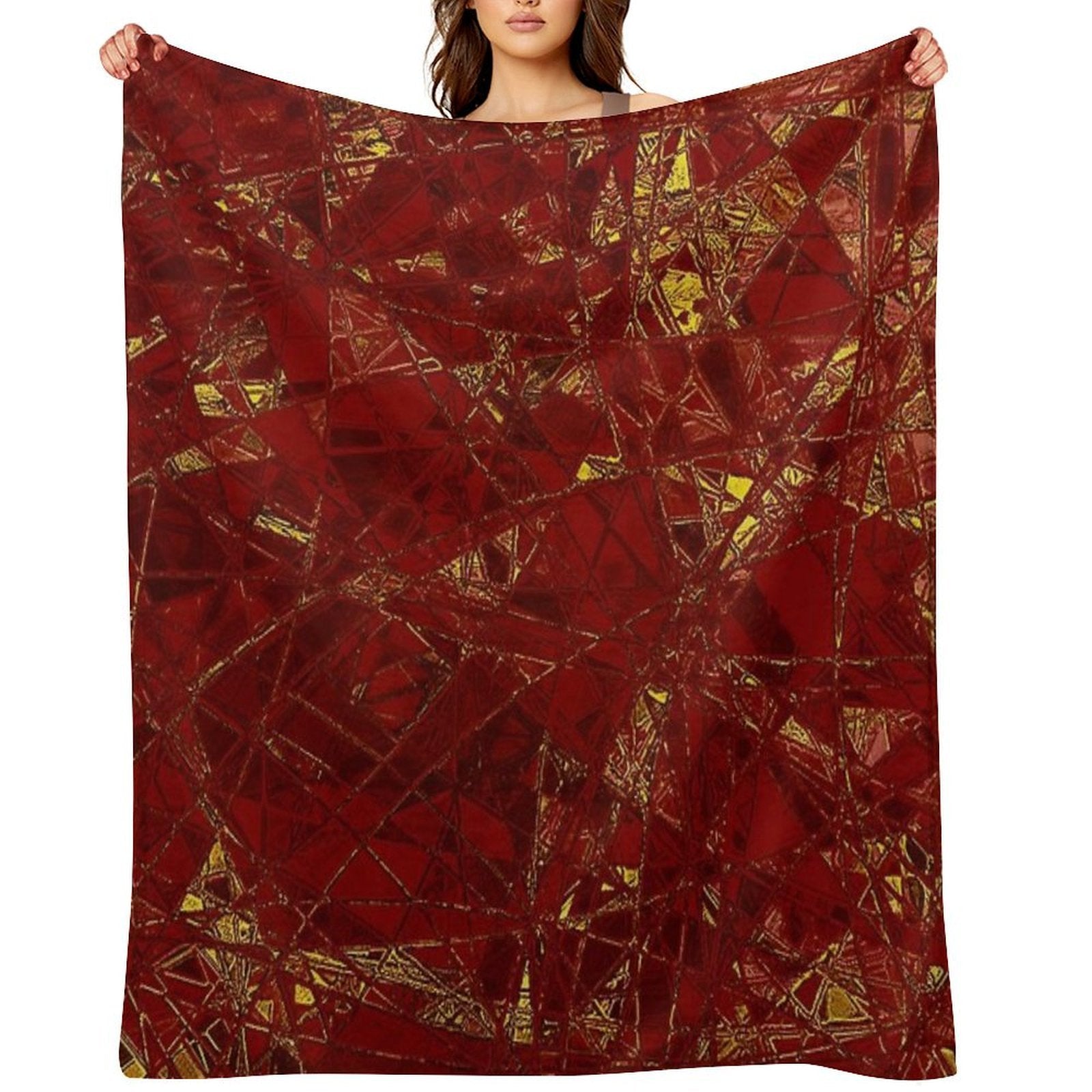 Aurelia- Red And Gold Metallic Wrinkle-free Throw Blanket