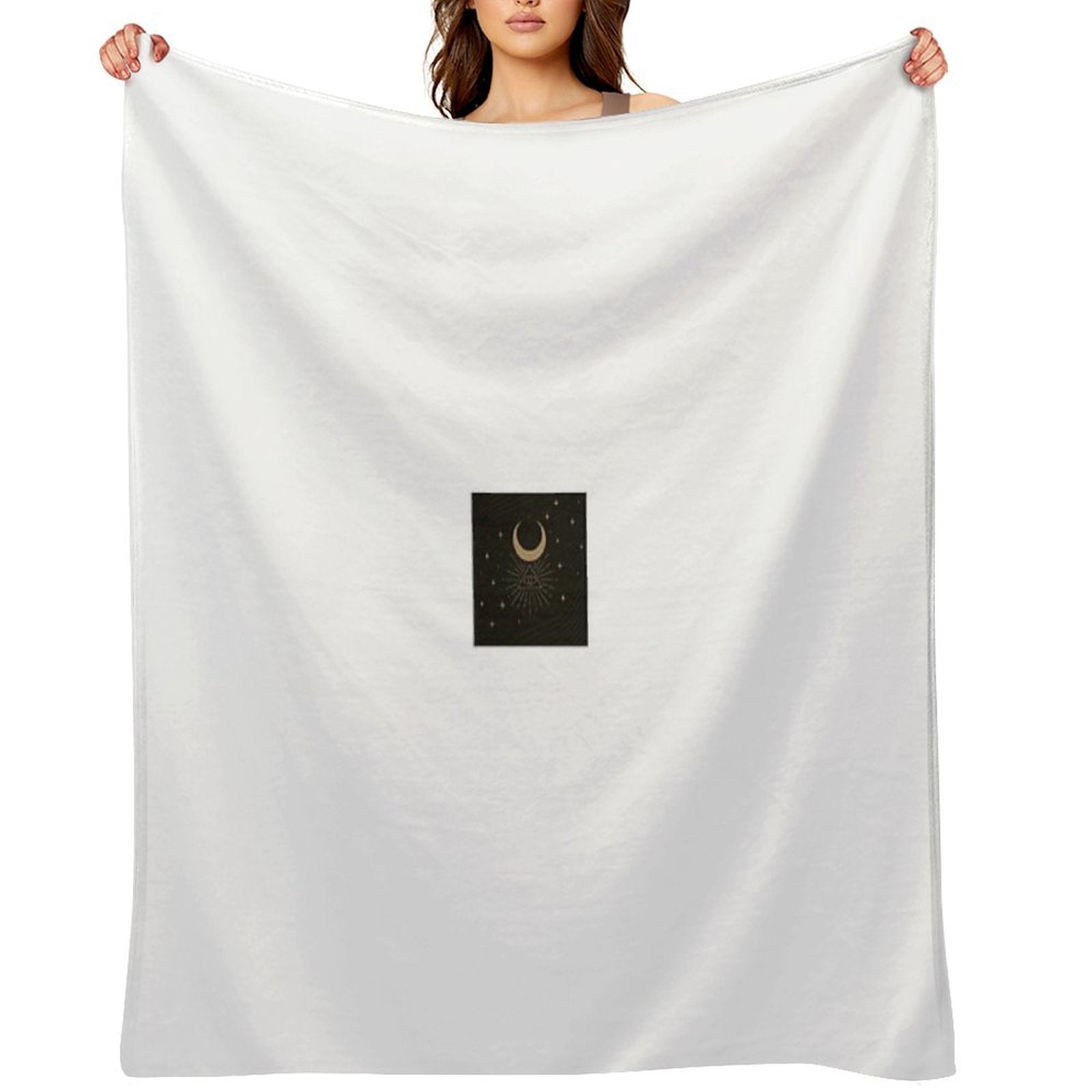 Mystical Eye & Crescent Moon Symbol Travel-friendly Throw Blanket