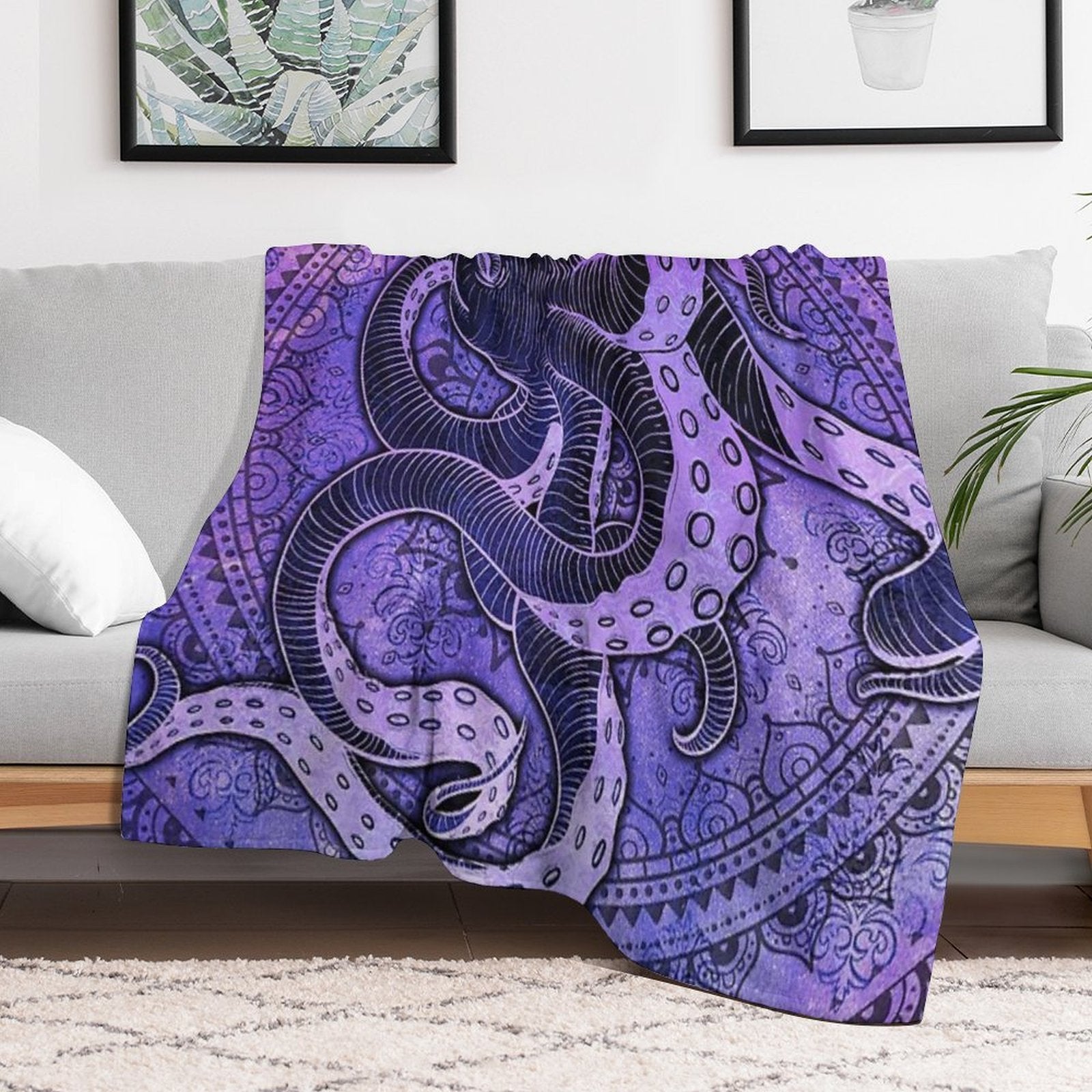 Octopus on Damask - Purple Edition Comfort Throw Blanket