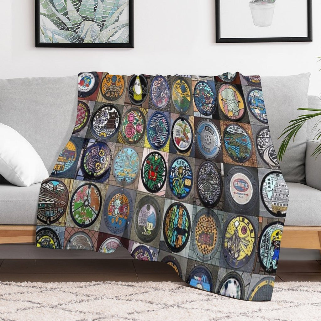 Japanese Manhole Covers Wrinkle-free Throw Blanket